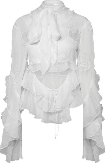 Bardot Anyssa Ruffle Blouse Cream 42