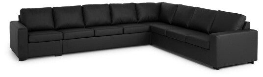 Crazy 7 seters Vendbar L formet XX Large Hjørnesofa i Kunstlær Svart