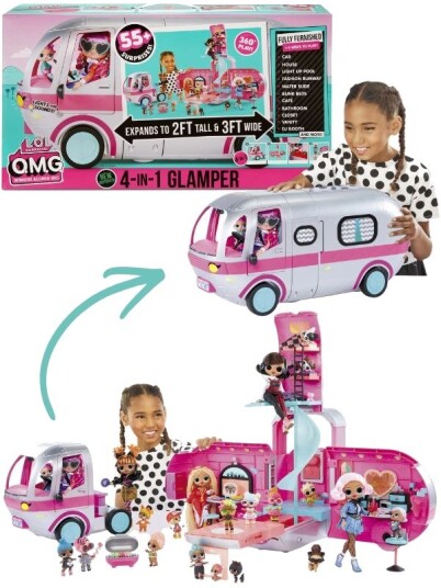 Lol Surprise Omg Glamper 4-I-1 Campingvogn Med Over 10 Lekeområder 90cm