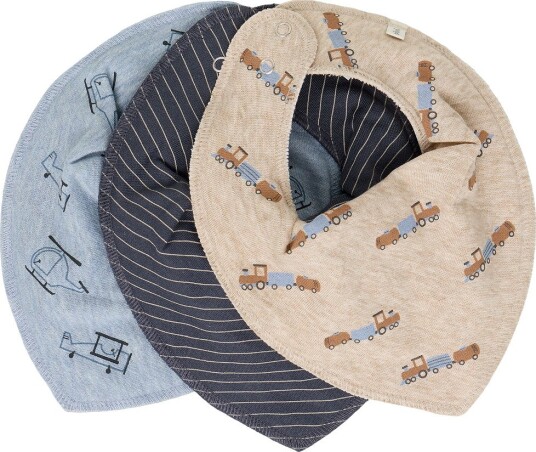 Pippi Bandana Bib Boy -Aop 3-Pack BLUE FOG One Size