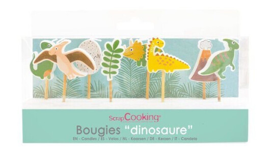 ScrapCooking Kakelys dinosaur 8 stk grønn/gul/oransje ScrapCooking Kakelys dinosaur 8 stk grønn/gul/oransje