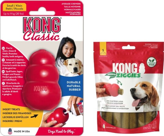 Kong Classic Kong S (7 cm) + Kong Snacks (198 G)