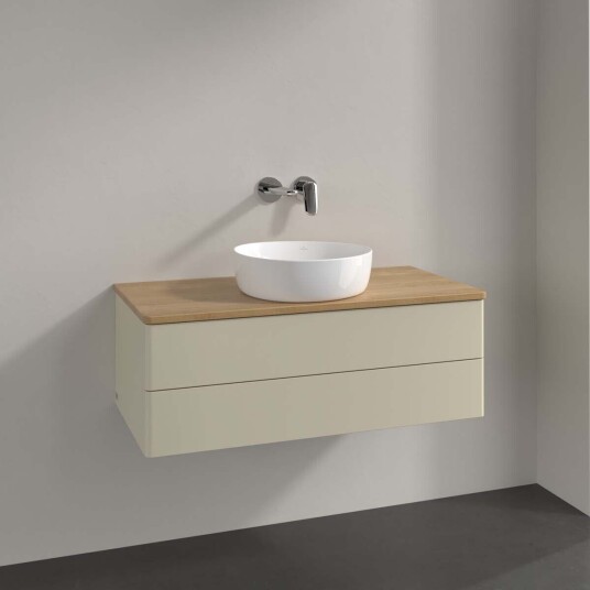 Villeroy & Boch  Antao Servantskap med 2 skuffer 100x50x36 cm u/lys Grå Matt/Eik