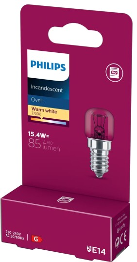 Philips lampe for stekeovn 15,4W E14 871951433453300 Philips lampe for stekeovn 15,4W E14 871951433453300