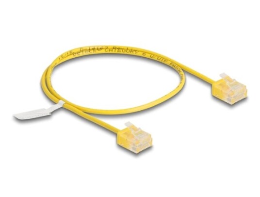 Delock Rj45 Nettverkskabel Cat.6 Utp Ultra Slim 0,5 M Gul Med Korte Plugger