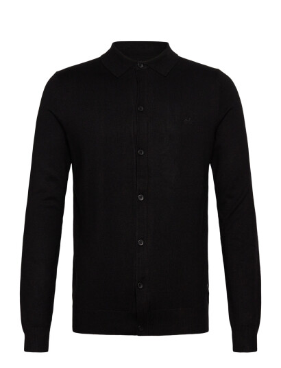 Lindbergh Ecovero L/S Cardigan W?. Polo Colla - Black - S