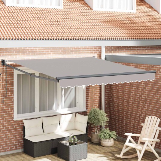 Automatisk Uttrekkbar Markise Lys Grå 300x250 cm Markise Erstatningsstoff for 3x2.5 m Ramme Lys Grå