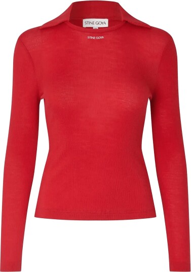 STINE GOYA 2510 Lux Rib Long Sleeve Polo Top   Red   L