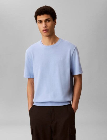 Calvin Klein Ss Supima Cotton Crew 14Gg Blue L Calvin Klein Ss Supima Cotton Crew 14Gg Blue L