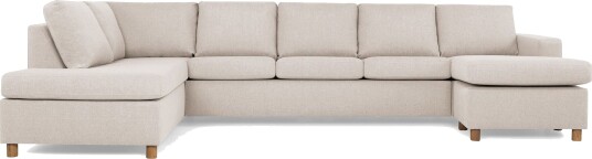 Crazy 5 seters Venstrevendt U formet X Large Sofa med Divan og Sjeselong i Stoff   Beige