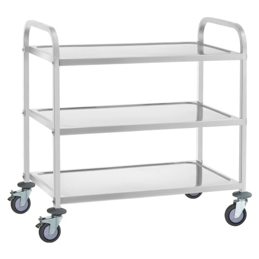 Royal Catering Serveringsvogn  Rustfritt stål  3 hyller  Opptil 150 kg  2 bremser 10010985
