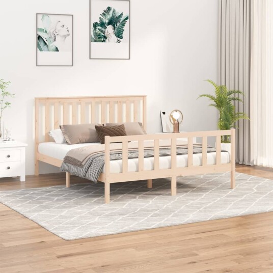 vidaXL Sengeramme med sengegavl 150x200 cm heltre furu 5FT King Size 8720845893989