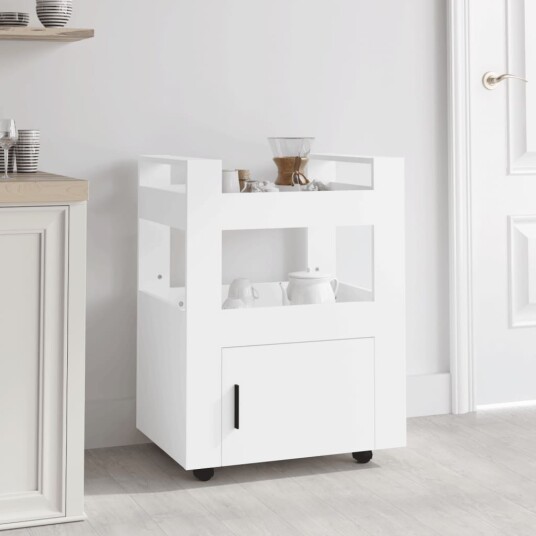 Kjøkkentralle hvit 60x45x80 cm konstruert tre Kjøkkentralle hvit 60x45x80 cm konstruert tre