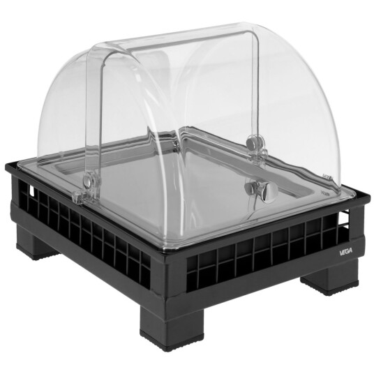 VEGA Kjøledisplay Portland rustfritt stål GN 1/2; Størrelse GN 1/2 35.2x29x29.9 cm (LxBxH); Antrasitt/Transparent/Stålgrå; Rektangulær