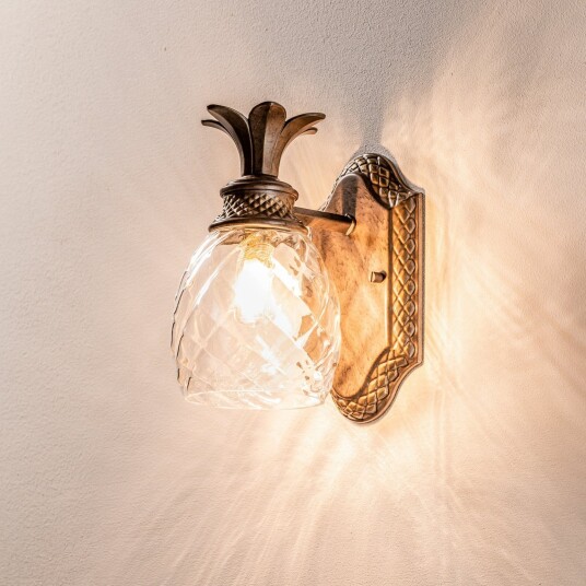 Plantation LED vegglampe bronse 22 cm IP44 – Elstead   Bad   Glass   Med en lyskilde