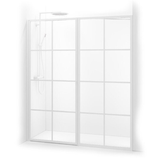 Macro Design Empire Dusjnisje Swing 193-196 cm, m/sprosser, Hvit/Klart glass