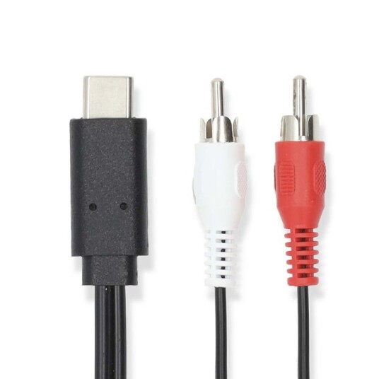 Nedis USB-C™ Adapter | USB 3.2 Gen 1 | USB-C™ Hann | 2x RCA Han | 1.00 m | Rund | Nikkel belagt | PVC | Sort | Label