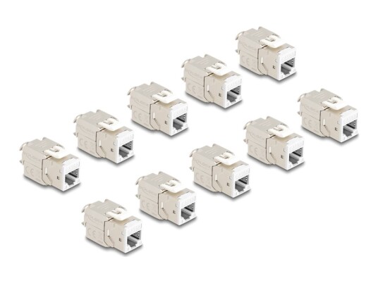 Delock Keystone Module Rj 45 Hunn Til Lsa Hunn Stp Cat 6A Hvit En Pakke 10 88119