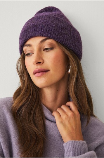 Ellos Collection - Strikket lue - Lilla