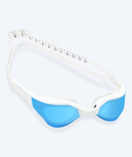 Watery svømmebriller   Instinct Elite Mirror   Hvit/blå   Konkurranse / trening svømmebriller