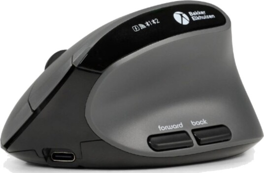 Bakkerelkhuizen Midway Ergonomisk Vertikal Mus med Bluetooth 5.2 og USB-C Mørk Grå