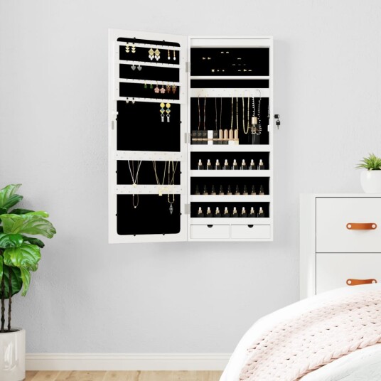 Speilskap med LED lys veggmontert hvit Speilskap med LED lys veggmontert hvit