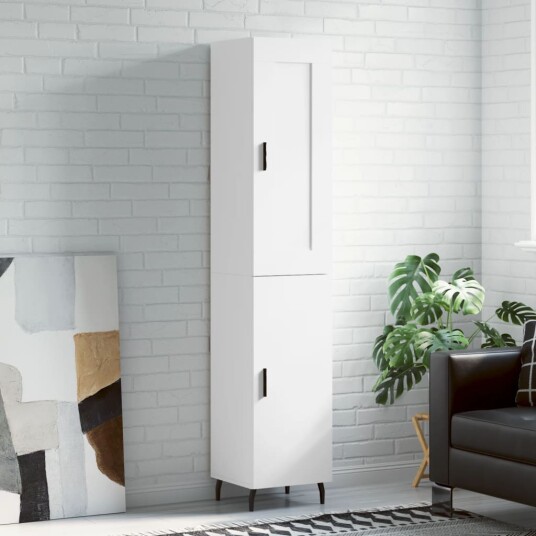 vidaXL Highboard hvit 34,5x34x180 cm konstruert tre 8720845495671