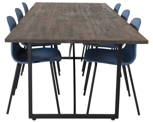Venture Design Padang & Arctic spisegruppe Natur/blå 6 st stoler & bord 250 x 100 cm