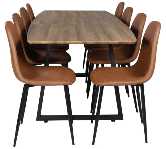 Venture Design Inca & Polar spisegruppe Natur/brun 8 st stoler & bord 160 x 85 cm
