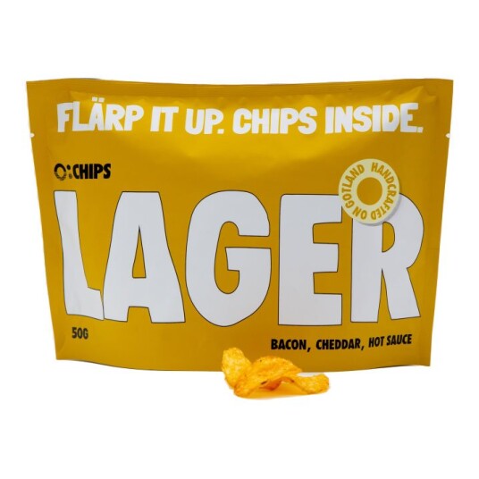 Chips til Lagerøl Cheddar Bacon Hot Sause 50 g