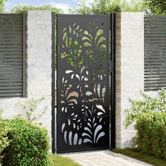 Hageport svart 105x205 cm stål bølgedesign