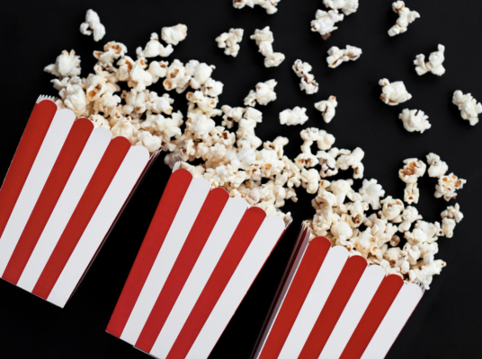 Partydeco 6 stk Røde og Hvit Stripete Popcornbeger i Papp