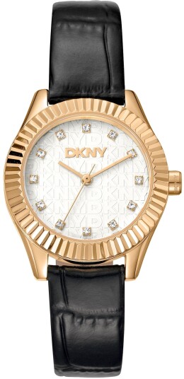 DKNY Dameklokke DK1L017L0025 Chambers Glitz Sølvfarget/Lær Ø30 mm