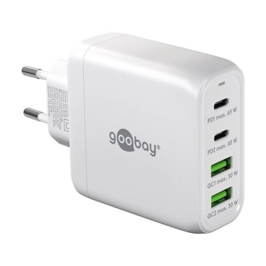 Goobay USB-Lader 2xUSB QC, 2xUSB-C PD 68W - Hvit