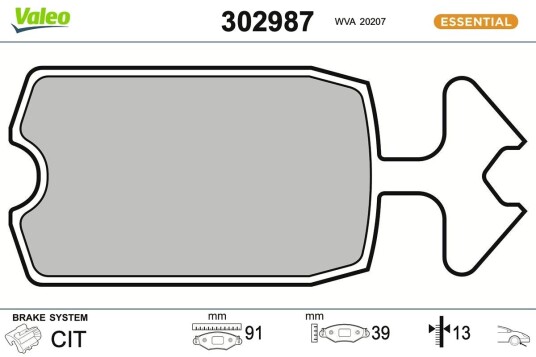Bremseklosser VALEO 302987