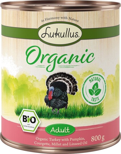 Lukullus Våtfôr Adult Økologisk Med Squash Glutenfri Kalkun 6 X 800 G