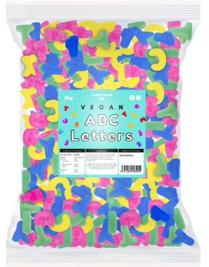 2 kg Candycrave Vegan ABC Letters   Forskjellige Fargede og Bokstavformede Vingummibiter