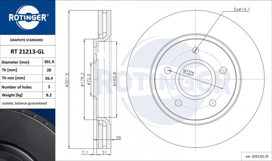 Bremseskive ROTINGER RT 21213-GL