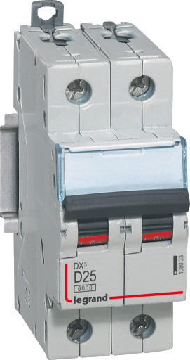 Legrand Automatsikring DX3 D 25A 2P, 2M, 6/10kA