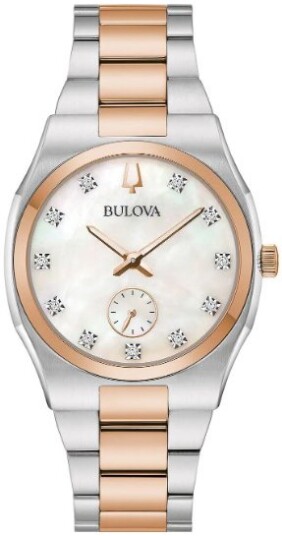 Bulova Dameklokke 98P221 Surveyor Hvit/Rose gulltonet stål Ø34 mm