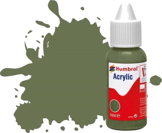 Humbrol Akryl No 102 Army Green - Matt 14ml Dropper Bottle