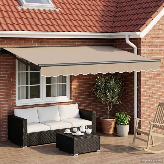 Manuell markiseramme med LEDs Beige og Antrasitt 3,5 x 2,5 m
