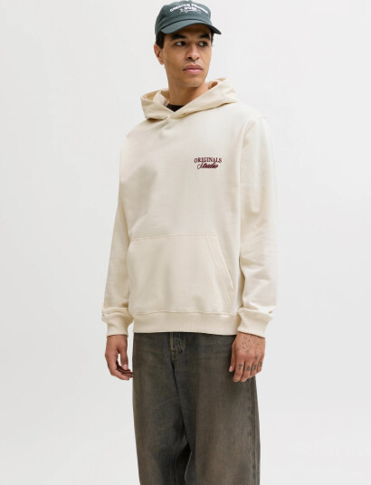 Jack & Jones Jornorrebro Typo Back Sweat Hood Sn   Cream   L