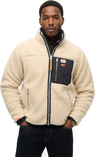 Superdry VINTAGE RETRO FULL ZIP FLEECE Oatmeal Beige M Høstjakker