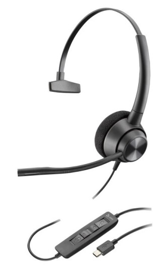 Poly Encorepro 310 - Encorepro 300 Series - Hodesett - On-Ear - Kablet - Usb-C - Svart - Works With Chromebook Certified