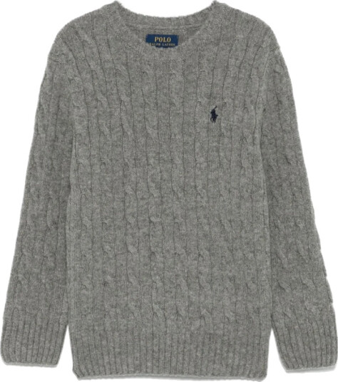 Ralph Lauren Kids Cable Knit Wool Cashmere Sweater Grey S