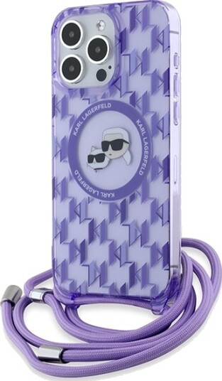 Karl Lagerfeld MagSafe Crossbody Mobildeksel til iPhone 15 Pro Max med Monogram Lilla