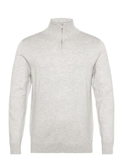 Lindbergh Half Zip Mélange Knit   Grey   XL