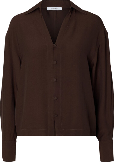 Selected Slwsoler Relaxed Ls Shirt Brown 42