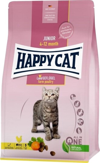 Happy Cat Junior Farm Poultry Tørrfôr Til Kattunger Fjærfe 300 G